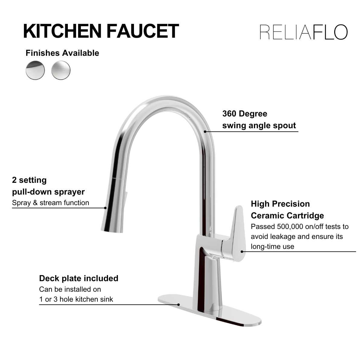 Pull-Down Kitchen Faucet - Reliaflo