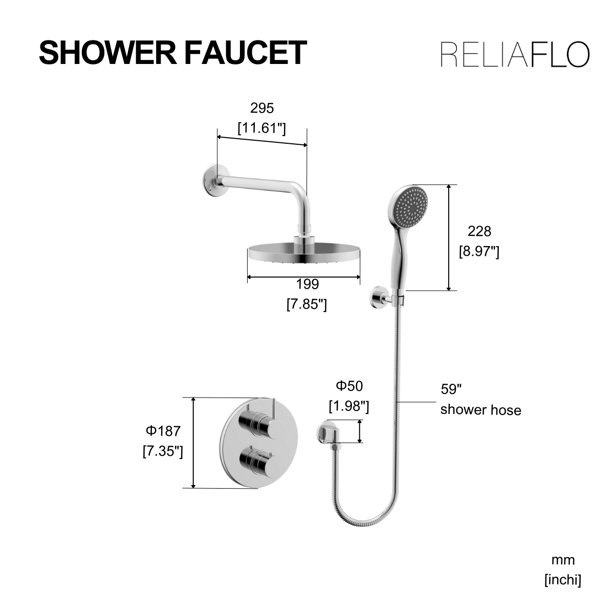 Thermostatic Shower size