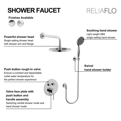 Push Button Shower features